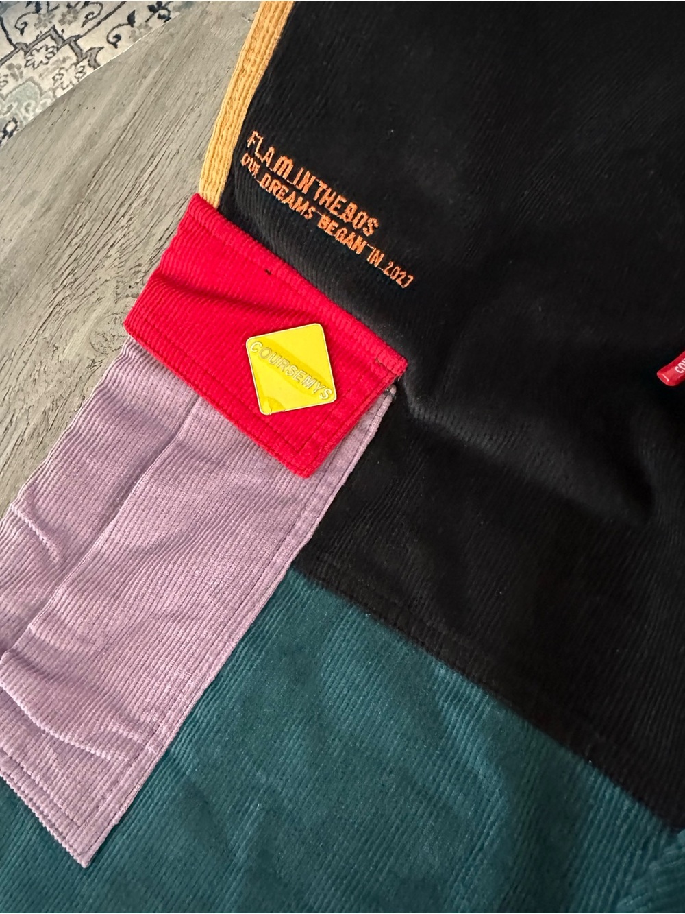 Colorblock Corduroy Cargo Pants - Multicolor - Picture 4 of 10